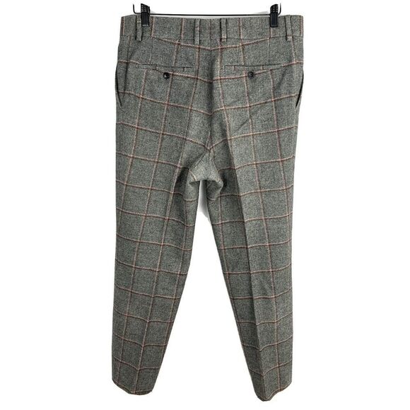 BALLY Trouser Pants Mens 42 Wool Silk Gray Plaid 27.5” Inseam Preppy - Picture 2 of 7